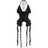 imageMakeMeChic Womens Floral Halter Top Tie Front Y2K Backless Ruffle Trim Fringe CamisoleBlack B