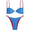imageMakeMeChic Womens Gingham Bikini Set Push Up Tie Backless Thong Bathing Suit SwimsuitBlue