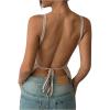 imageMakeMeChic Womens Knit Backless Camisole Tank Top Tie Back Spaghetti Strap Going Out TopsApricot