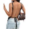 imageMakeMeChic Womens Knit Backless Camisole Tank Top Tie Back Spaghetti Strap Going Out TopsBlack