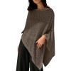 imageMakeMeChic Womens Knit Ponchos Shrug Shawl Wraps Sheer Poncho Sweater Asymmetrical TopsBrown