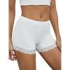 imageMakeMeChic Womens Lace Biker Shorts Seamless Slip Shorts Undershorts BoyshortsWhite