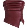 imageMakeMeChic Womens Leather Tops Strapless Concert Bandeau Crop Tube Tops Ruched Split Club ShirtBurgundy