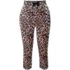 imageMakeMeChic Womens Leopard Print Capri Leggings High Waist Lace Bow Skinny Y2k Yoga PantsMulticolor