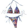 imageMakeMeChic Womens Plus Size 2 Piece Boho Floral Bikini Set Halter Paisley String Summer Swimsuit Bathing SuitMulticolor