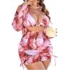 imageMakeMeChic Womens Plus Size 3 Piece Rhinestone Halter Triangle High Waisted Bikini Swimsuit with Cover Up SetPink Multi