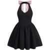 imageMakeMeChic Womens Plus Size Color Block Mini Dress Bow Knot Halter Neck A Line DressBlack