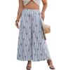 imageMakeMeChic Womens Plus Size Floral Palazzo Pants Elastic Waist Wide Leg Tropical Print Summer TrousersGrey