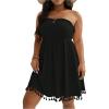 imageMakeMeChic Womens Plus Size Strapless Fringe Tube Dress Shirred Bandeau Short Summer DressBlack