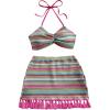 imageMakeMeChic Womens Summer 2 Piece Outfits Striped Twist Halter Top and Tassel Hem Mini Skirt SetMulticolor