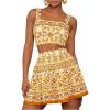 imageMakeMeChic Womens Two Piece Outfit Floral Sleeveless Shirred Tank Crop Top and Skirt SetOrange