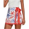 imageMakeMeChic Womens Wrap Skirt Skort Summer Linen Skirt Vacation Boho Mini Short SkirtsStarfish Shell Patterned