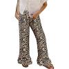 imageMakeMeChic Womens Y2K Gingham Wide Leg Pants Elastic Waist Ruffle Hem Loose Trousers LoungewearMulticolor
