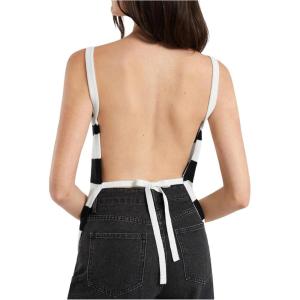 imageMakeMeChic Womens Knit Backless Camisole Tank Top Tie Back Spaghetti Strap Going Out TopsBlack and White