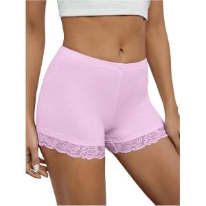 imageMakeMeChic Womens Lace Biker Shorts Seamless Slip Shorts Undershorts BoyshortsLilac Purple