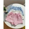 imageMakeMeChic Womens 3 Pack Linen Shorts Summer Lounge Sleep Pajama Boxer ShortsBow Blue Pink