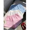 imageMakeMeChic Womens 3 Pack Linen Shorts Summer Lounge Sleep Pajama Boxer ShortsBow Blue Pink