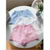 imageMakeMeChic Womens 3 Pack Linen Shorts Summer Lounge Sleep Pajama Boxer ShortsBow Blue Pink