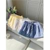 imageMakeMeChic Womens 3 Pack Linen Shorts Summer Lounge Sleep Pajama Boxer ShortsYellow Blue White
