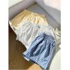 imageMakeMeChic Womens 3 Pack Linen Shorts Summer Lounge Sleep Pajama Boxer ShortsYellow Blue White