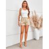 imageMakeMeChic Womens Elegant Plaid Shorts High Waisted Zipper Wide Leg Mini Dressy Work Office Casual ShortsKhaki C