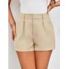 imageMakeMeChic Womens Elegant Plaid Shorts High Waisted Zipper Wide Leg Mini Dressy Work Office Casual ShortsKhaki C