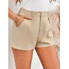 imageMakeMeChic Womens Elegant Plaid Shorts High Waisted Zipper Wide Leg Mini Dressy Work Office Casual ShortsKhaki C