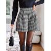 imageMakeMeChic Womens Houndstooth Print Shorts Loose Fit Zipper Fly Wide Leg Work Office Casual ShortsBlack and White