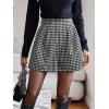 imageMakeMeChic Womens Houndstooth Print Shorts Loose Fit Zipper Fly Wide Leg Work Office Casual ShortsBlack and White