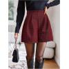 imageMakeMeChic Womens Houndstooth Print Shorts Loose Fit Zipper Fly Wide Leg Work Office Casual ShortsRed