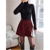 imageMakeMeChic Womens Houndstooth Print Shorts Loose Fit Zipper Fly Wide Leg Work Office Casual ShortsRed