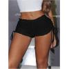 imageMakeMeChic Womens Y2K Low Rise Lace Up Micro Mini Shorts Rave Party Drawstring ShortsBlack