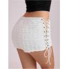 imageMakeMeChic Womens Y2K Low Rise Lace Up Micro Mini Shorts Rave Party Drawstring ShortsWhite