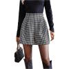 imageMakeMeChic Womens Houndstooth Print Shorts Loose Fit Zipper Fly Wide Leg Work Office Casual ShortsBlack and White