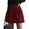imageMakeMeChic Womens Houndstooth Print Shorts Loose Fit Zipper Fly Wide Leg Work Office Casual ShortsRed