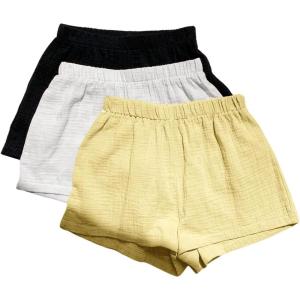 imageMakeMeChic Womens 3 Pack Linen Shorts Summer Lounge Sleep Pajama Boxer ShortsYellow Black White