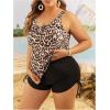 imageMakeMeChic Womens 2 Piece Tankini Sets Plus Size Leopard Print Ruched Beach SwimsuitMulticolor