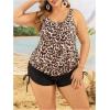 imageMakeMeChic Womens 2 Piece Tankini Sets Plus Size Leopard Print Ruched Beach SwimsuitMulticolor