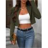 imageMakeMeChic Womens Business Casual Blazers Long Puff Sleeve Open Front Work Office Cropped Blazer Suit JacketArmy Green