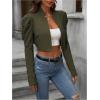 imageMakeMeChic Womens Business Casual Blazers Long Puff Sleeve Open Front Work Office Cropped Blazer Suit JacketArmy Green