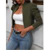 imageMakeMeChic Womens Business Casual Blazers Long Puff Sleeve Open Front Work Office Cropped Blazer Suit JacketArmy Green