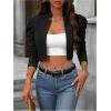 imageMakeMeChic Womens Business Casual Blazers Long Puff Sleeve Open Front Work Office Cropped Blazer Suit JacketBlack