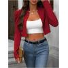 imageMakeMeChic Womens Business Casual Blazers Long Puff Sleeve Open Front Work Office Cropped Blazer Suit JacketBurgundy