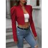 imageMakeMeChic Womens Business Casual Blazers Long Puff Sleeve Open Front Work Office Cropped Blazer Suit JacketBurgundy