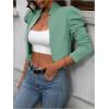 imageMakeMeChic Womens Business Casual Blazers Long Puff Sleeve Open Front Work Office Cropped Blazer Suit JacketGreen