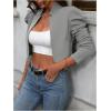 imageMakeMeChic Womens Business Casual Blazers Long Puff Sleeve Open Front Work Office Cropped Blazer Suit JacketGrey