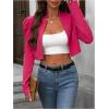 imageMakeMeChic Womens Business Casual Blazers Long Puff Sleeve Open Front Work Office Cropped Blazer Suit JacketHot Pink