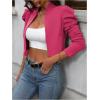 imageMakeMeChic Womens Business Casual Blazers Long Puff Sleeve Open Front Work Office Cropped Blazer Suit JacketHot Pink