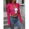 imageMakeMeChic Womens Business Casual Blazers Long Puff Sleeve Open Front Work Office Cropped Blazer Suit JacketHot Pink