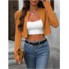 imageMakeMeChic Womens Business Casual Blazers Long Puff Sleeve Open Front Work Office Cropped Blazer Suit JacketMustard Yellow